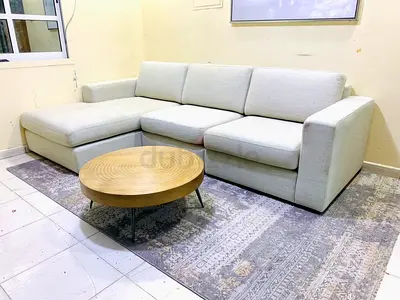 Light grey L-shaped sectional sofa with chaise - good condition
