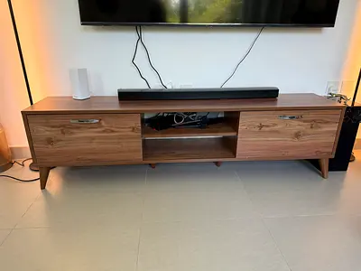 Mid-century Modern Wooden TV Console / Entertainment Unit - Walnut Finish