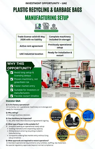 Plastic Recycling (Plastic Dana)  Garbage Bags Manufacturing Setup - UAE (Machinery and License)