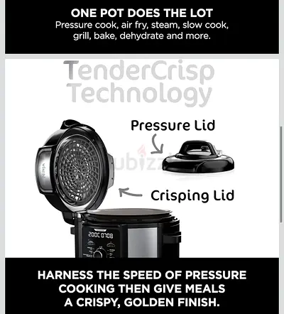 Electric Multi-Cooker with Pressure and Crisping Lid - 2-in-1 Cooker