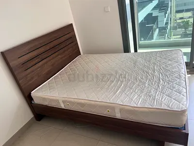 Wooden Double Bed Frame with Mattress - Good Condition