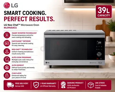 Microwave LG Neo Chef Technology 39 Liter Capacity Smart Inverter EasyClean MJ3965ACS