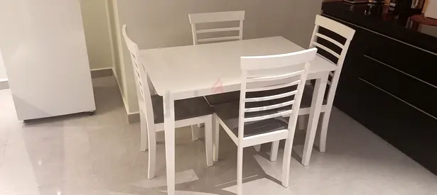 White Dining Table with 4 Chairs - Good Condition