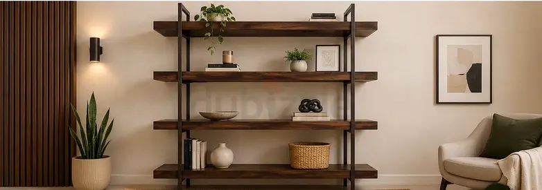 Solid Wood Open Shelving Unit / Bookcase - Dark Walnut, 4-Tier