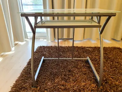 Glass Computer Desk with Keyboard Shelf
