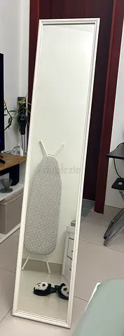 Full-Length Free-Standing Mirror with White Frame - Good Condition