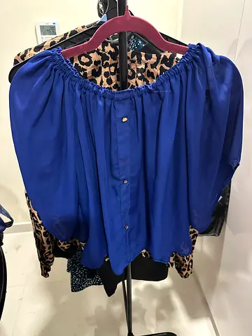 Royal blue off-shoulder blouse, gently used