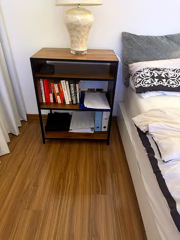 Wooden Bedside Table / Nightstand with Open Shelves