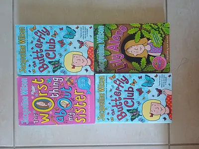 Jacqueline Wilsons paperback books - Butterfly Club, The Worst Thing My Sister Did, Lily Alone
