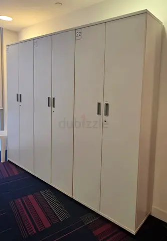 Set of  White Office Storage Cabinets - 2 Doors