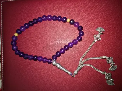 Purple Bead Tasbih / Prayer Beads with Silver Tassel
