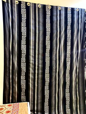 2 big curtains Black and Grey Striped Pattern Curtains