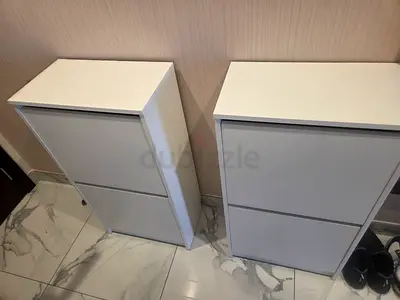 2 x IKEA BISSA White Shoe Cabinet with 2 Compartments - Good Condition AED100 for the 2.