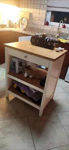 Small Kitchen Island / Wooden Kitchen Trolley with Shelves