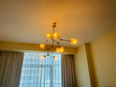 Modern branch-style ceiling chandelier with glass shades