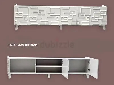White Modern 3-Door TV Cabinet / Entertainment Unit - 175cm