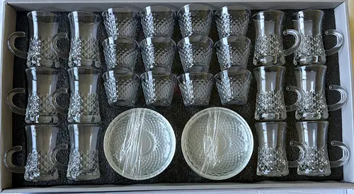36 Piece Glass Cup Set with Saucers