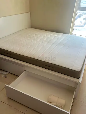 King size bed with mattress (with storage)
