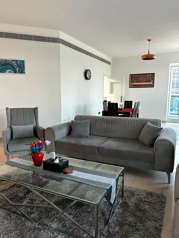 Grey 3-seater Sofa with Accent Armchair - Good Condition