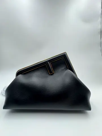 Fendi Black Leather Small First Clutch Bag