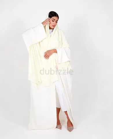 Elegant Ivory Abaya / Open Front Jilbab - Size M