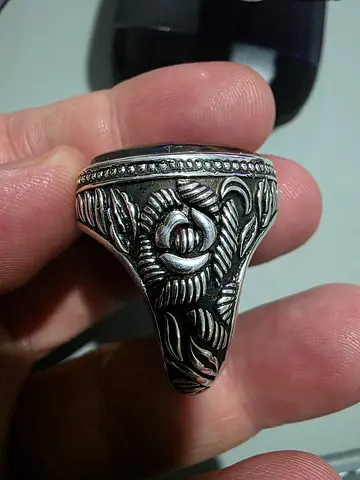 silver ring Agate Gemstone - عقيق مصور صياغه عارف