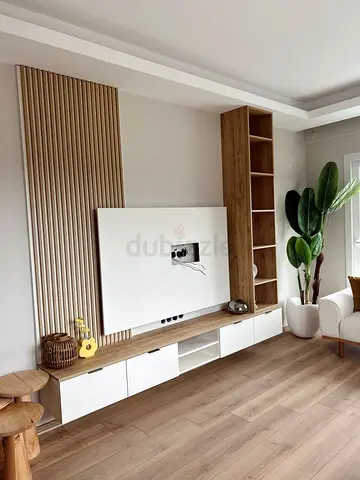 Minimal Wooden TV Entertainment Unit with Shelving