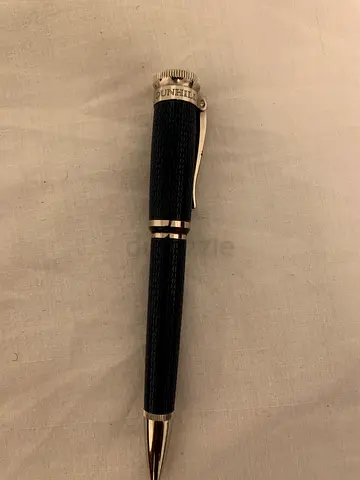 Used luxury Alfred dunhill rollerball/ballpoint pen with textured navy barrel and silver trim