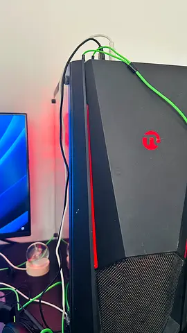 Gaming Desktop Tower (Used) - Thermaltake-style Black Case with Red Accent With 24 inch Monitor