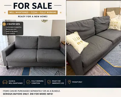 Grey 2-Seater Sofa