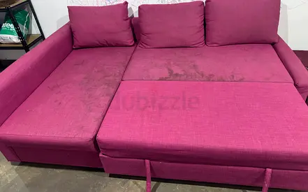 Purple L-shaped Sofa Bed with Storage — Used, Good Functional Condition