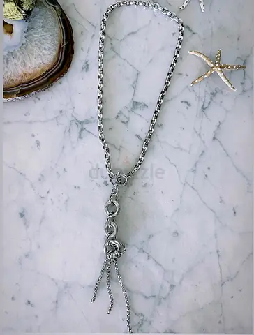 Silver lariat tassels necklace 925