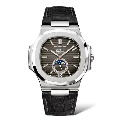 Patek Philippe Nautilus Moonphase Mens Watch - Leather Strap
