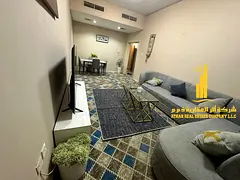 Furnished two-bedroom apartment for rent in Ajman, Al Rashidiya 3. Clean and tidy furnishings. Inclu