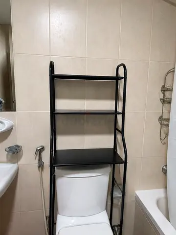 Black Over-Toilet Bathroom Shelf Unit - Compact 3-Tier Metal Storage