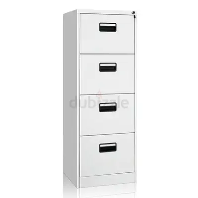 4-Drawer Vertical Metal Filing Cabinet - White, Lockable