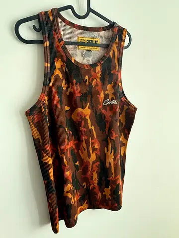 Rare Corteiz Guerillaz Camo Waffle Tank Top Brown Orange