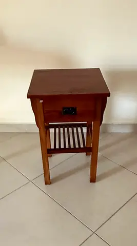 Solid Wood Side Tables (2) with Drawer and Lower Shelf
