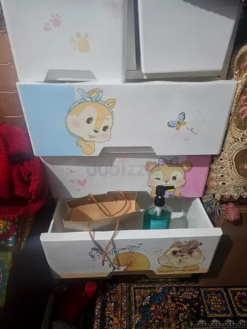 Wooden 3-Drawer Baby Dresser with Cute Cartoon Fronts