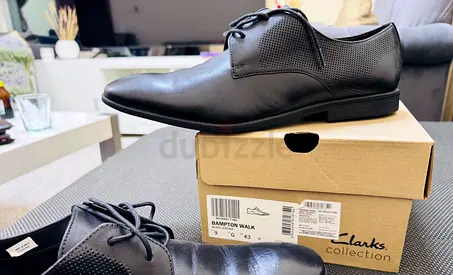Original Clarks Black Leather Formal Shoe, Size UK 9, US 10, EU 43