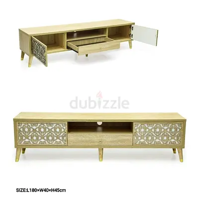 Wooden TV Stand / Media Console with Decorative Doors - 180cm