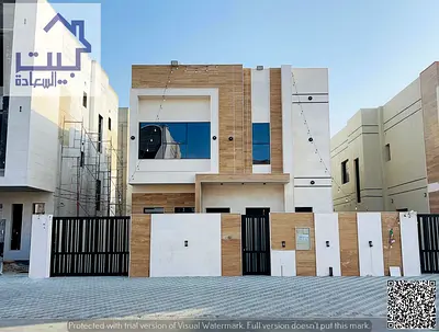 فيلا للبيع شامله رسوم التسجيل والتملك والكهرباء بمنطقه الحليو 2 _ عجمان ( طابقين + روف ) موقع ممتاز خلف الخدمات مباشره قريب لشارع الزبير _ تملك حر