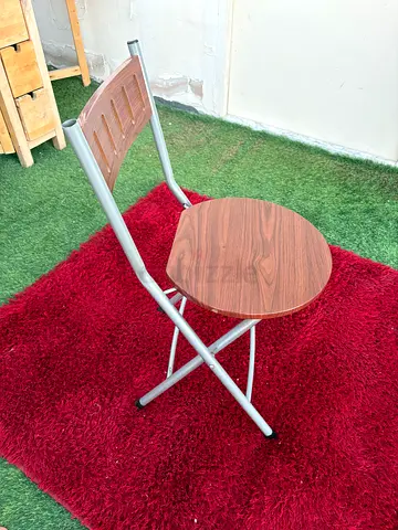 Compact Folding Side Table with Wood-Effect Top