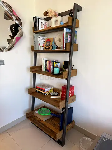 MARINA HOME - Lean-to Ladder Shelf Unit — 5-Tier Wooden  Metal Bookshelf