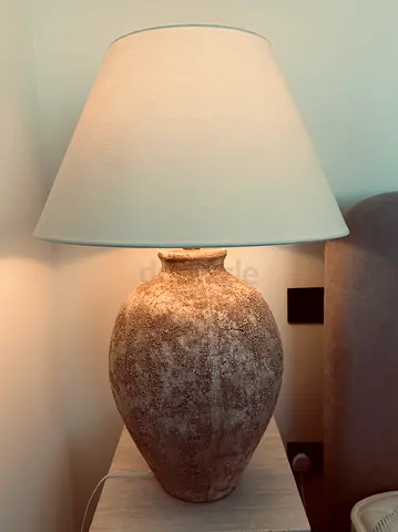Rustic Ceramic Table Lamp with Fabric Shade