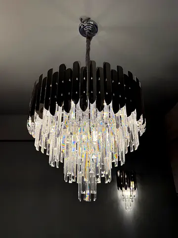 Crystal and Chrome Modern Chandelier - Large Round Pendant Light