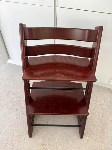 Stokke Wooden adjustable high chair / kids dining chair - dark brown
