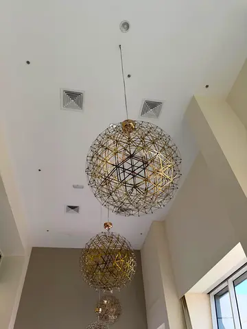 Set of 4 Spherical Gold Decorative Pendant Lights / Chandeliers