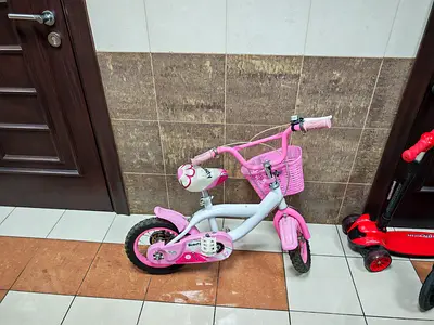 Kids Pink and White Bicycle with Basket
