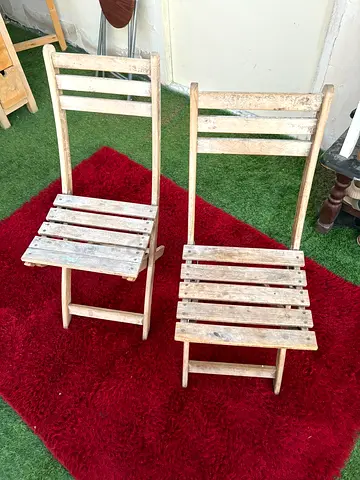 Two Wooden Folding Chairs for Garden or Balcony